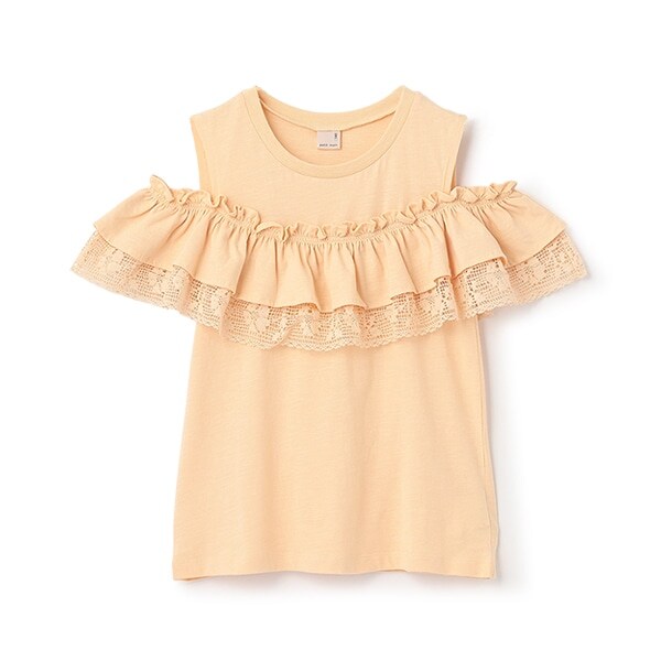 【接触冷感/リンク】オフショルレースT(ジュニア)