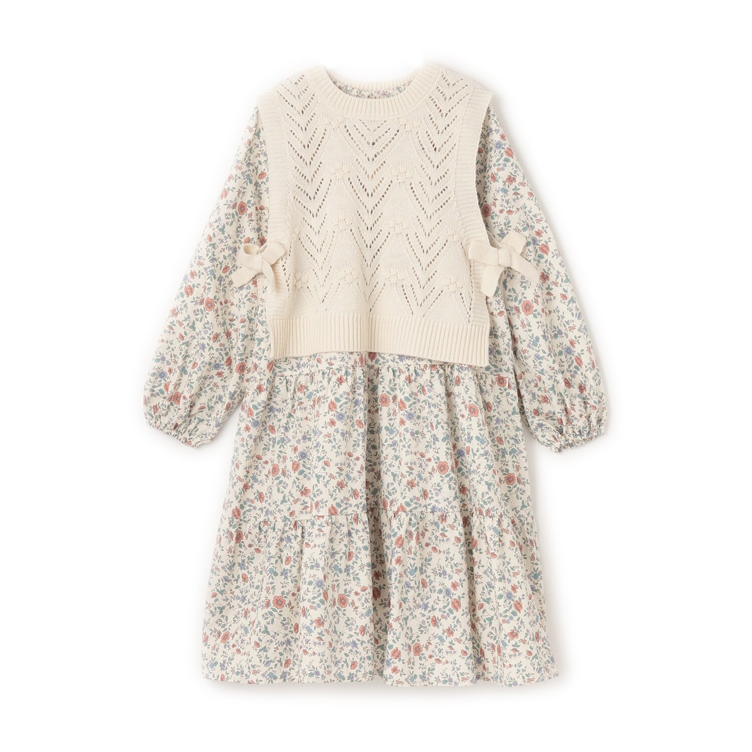 【リンク】ベストつきティアードワンピース(ジュニアサイズ)