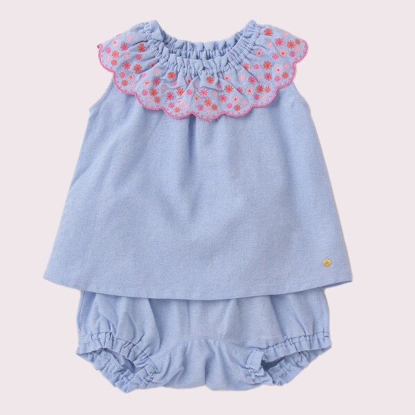 レイエット フラワーエンブロイダリートップアンドパンツセット