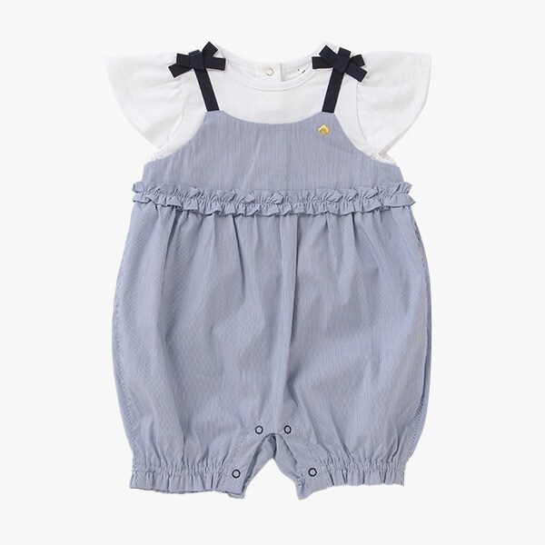 ストライプミックスメディアショートオール