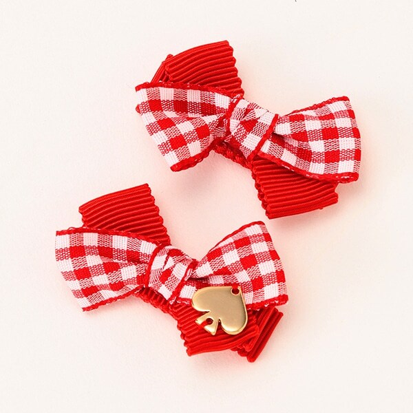 ギンガムチェックヘアクリップ2個セット【日本製】