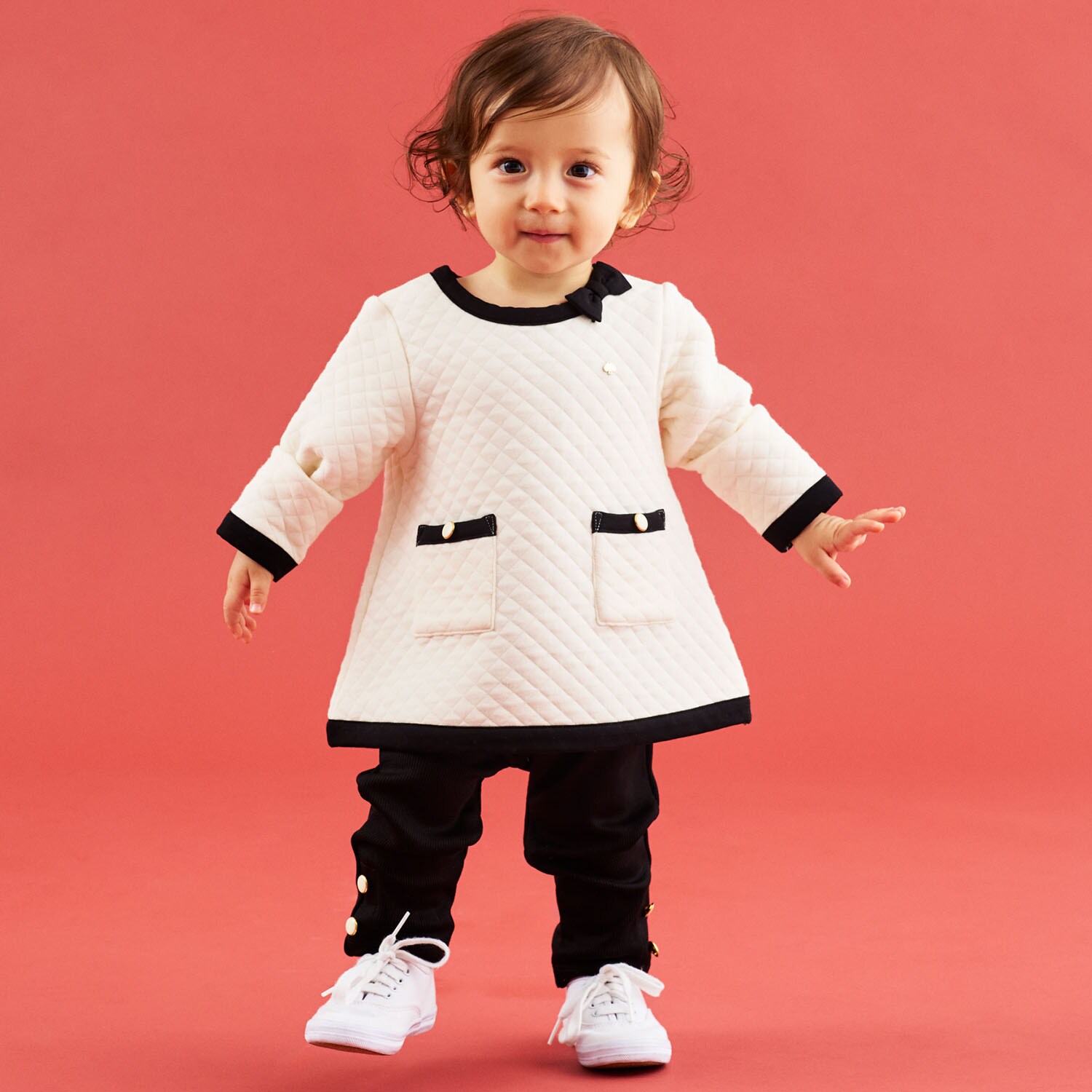 バイカラーキルトトップス&レギンスセット