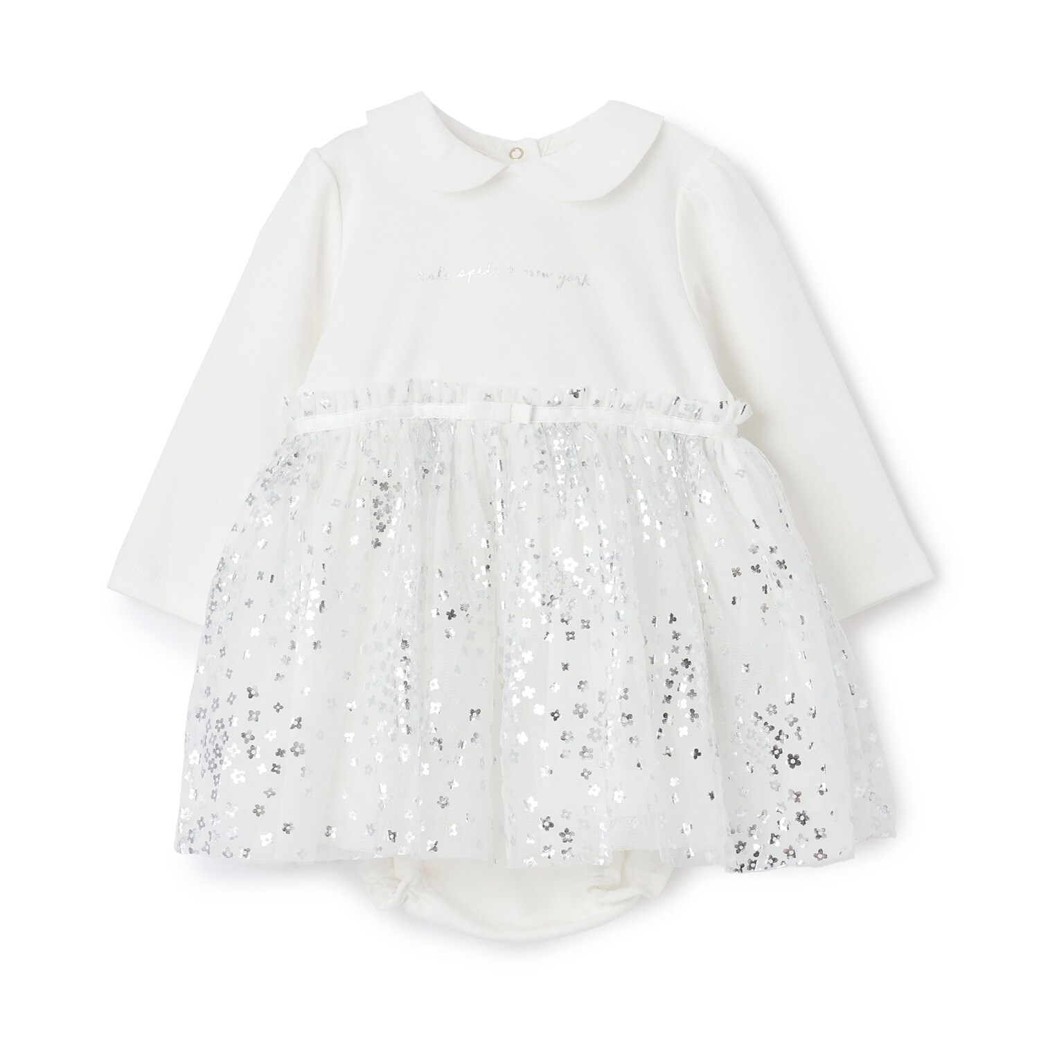 フラワードットチュールドッキングワンピース