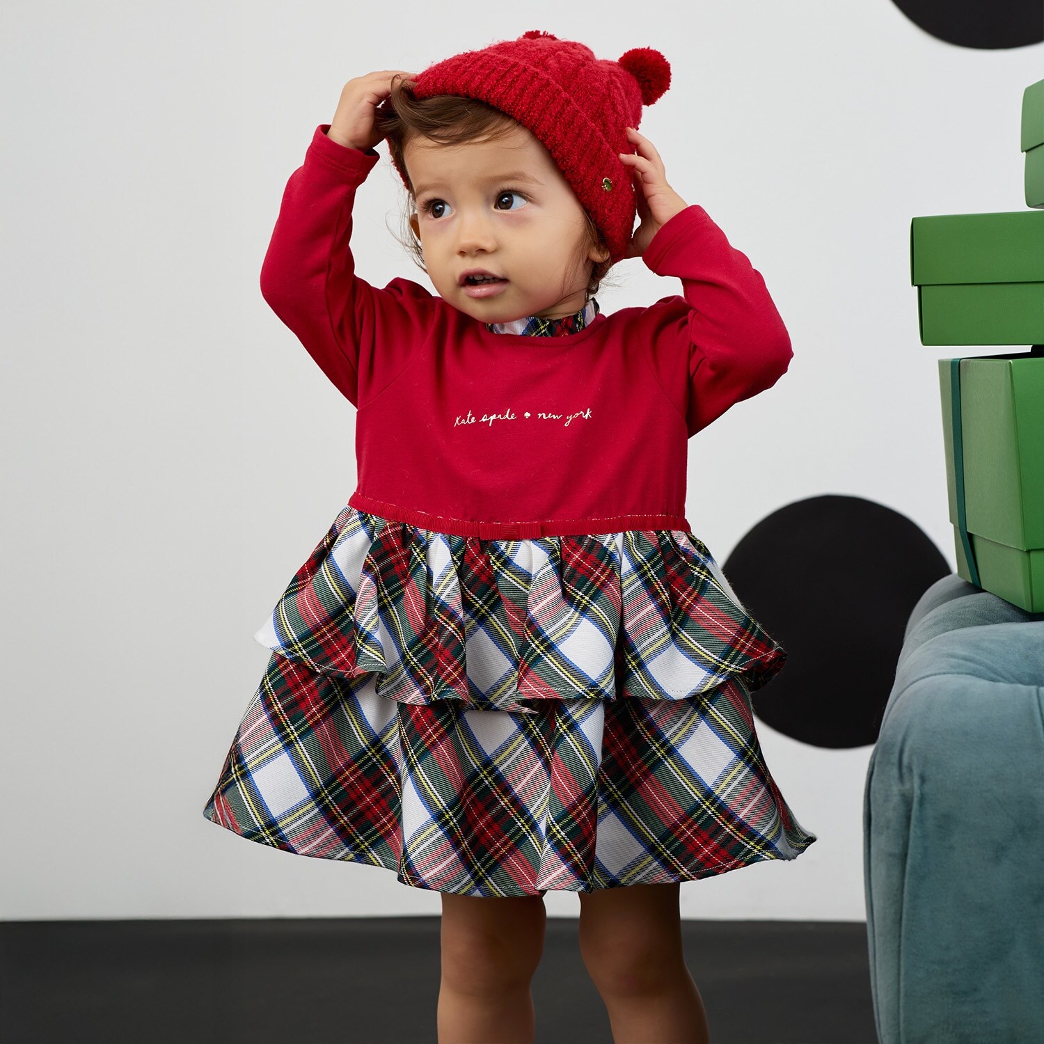 ホリデーチェックドッキングワンンピース