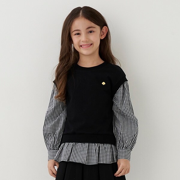 トドラー ギンガムチェックレイヤードトップス