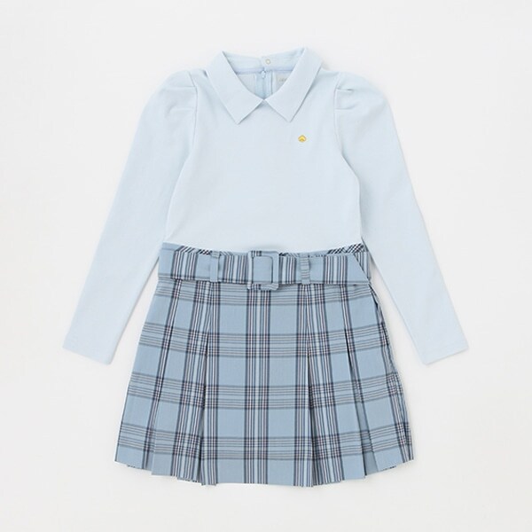 トドラー チェックドッキングワンピース
