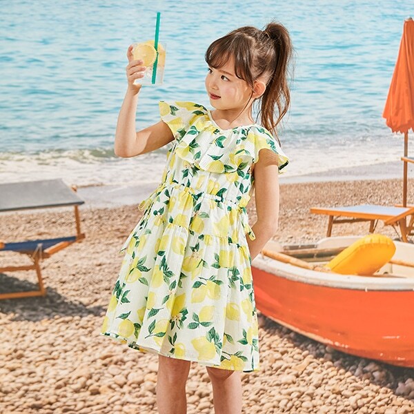 トドラー ラッフルカラーレモンワンピース