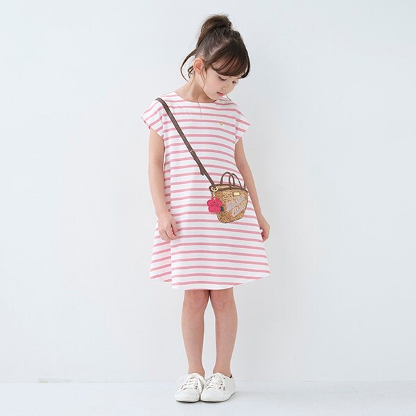 トドラー トロンプルイユストローバスケットワンピース