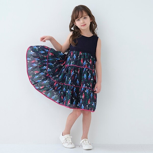 トドラー トロピカルフローラドッキングワンピース