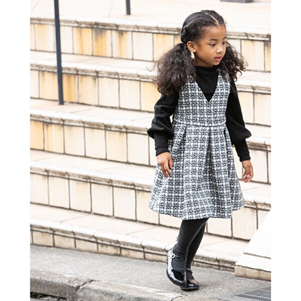 トドラー ツイードVネックジャンパースカート