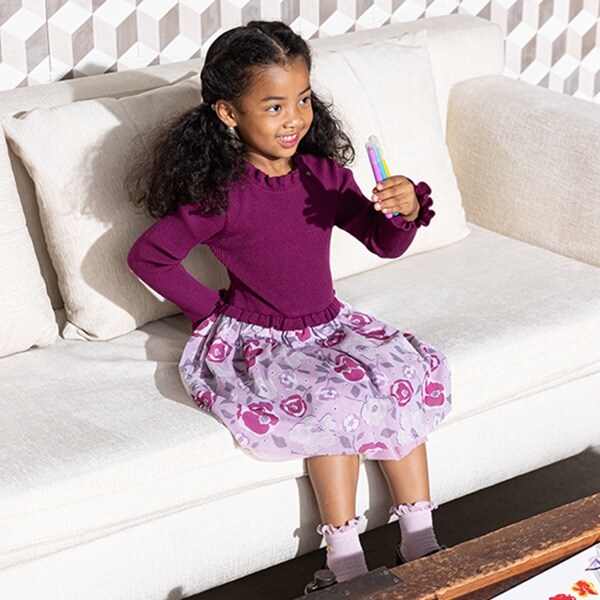 トドラー フローラルドッキングワンピース