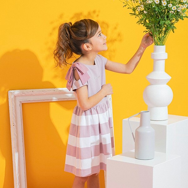 トドラー ボウストライプワンピース