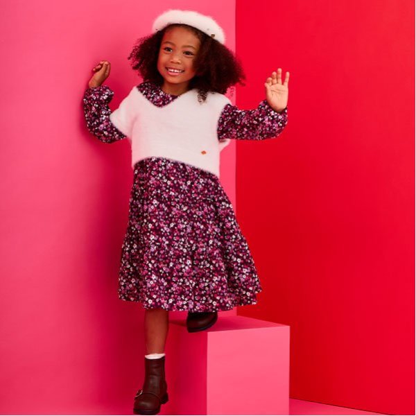 トドラー ニットベスト&ポピーワンピースセット