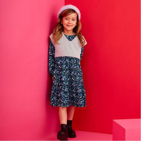 トドラー ニットベスト&ポピーワンピースセット