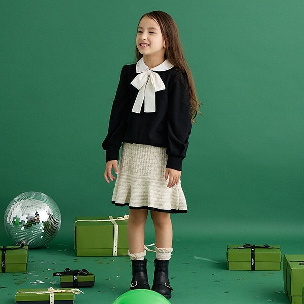 トドラー バイカラーニットスカート