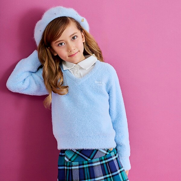 トドラー レイヤード風シャギーニットセーター