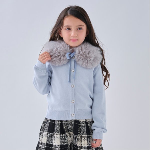 トドラー フェイクファーティペットカーディガン