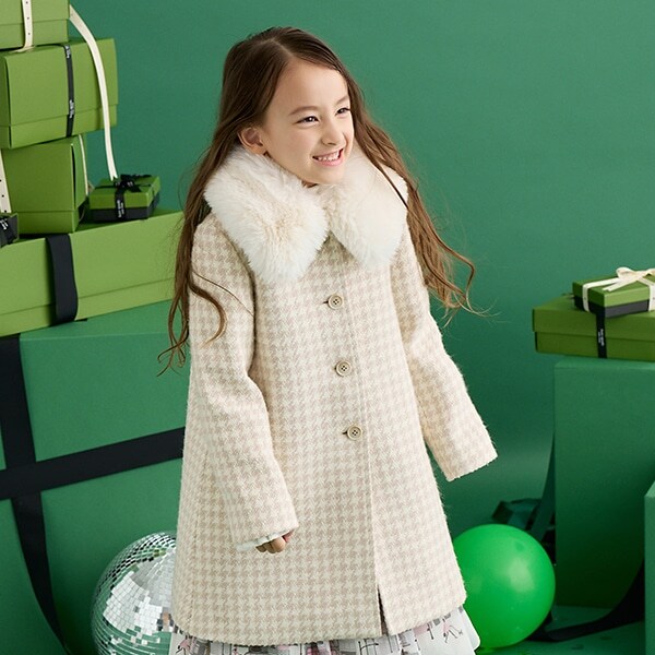 トドラー 千鳥ウールブレンドコート