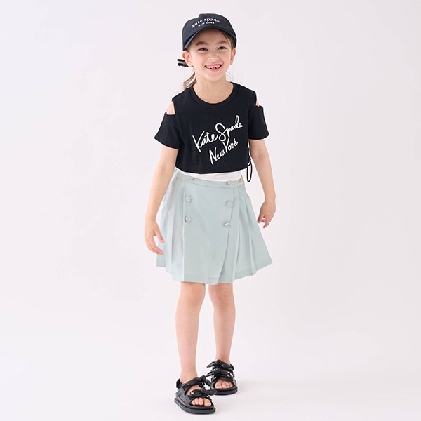 トドラー ダブルボタンプリーツスカート