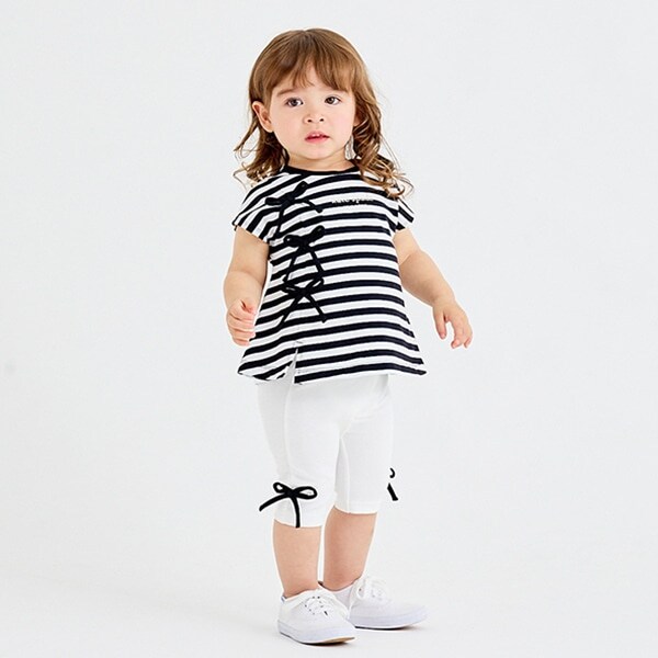 トドラー ストライプボウチュニック&レギンスセット