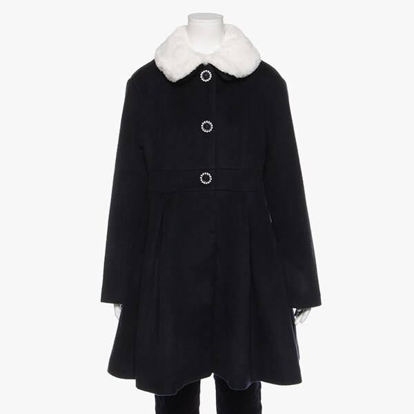 ガールズ フェイクファーカラーウールブレンドコート