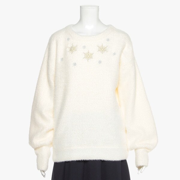 ガールズ スノーフレークエンブロイダリーセーター