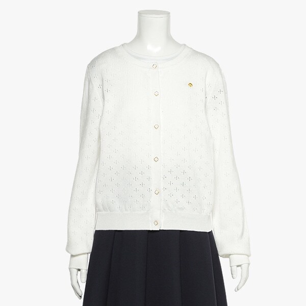 ガールズ アイレットカーディガン