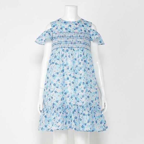 ガールズ フローラルメドレースモールスモッキングワンピース