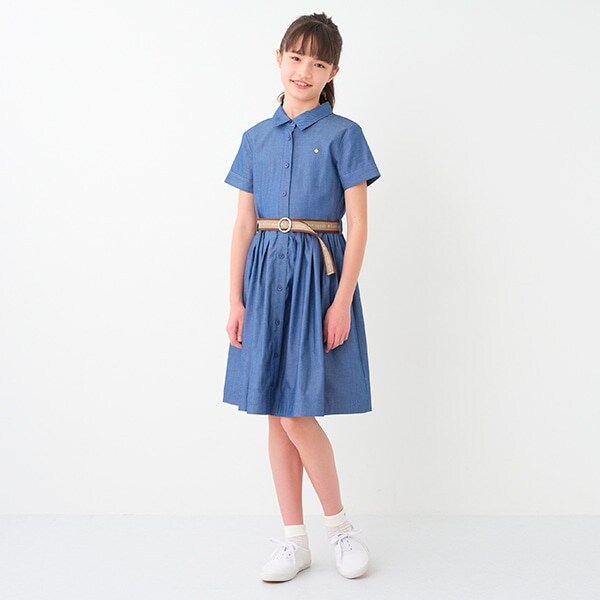 ガールズ ロゴベルトシャツワンピース