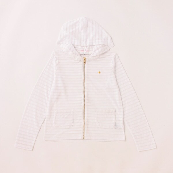 ガールズ ストライプバーンアウトジップアップパーカ