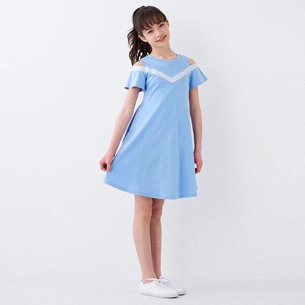 ガールズ ロゴラインフレアワンピース