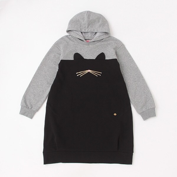 ガールズ キャットパーカワンピース