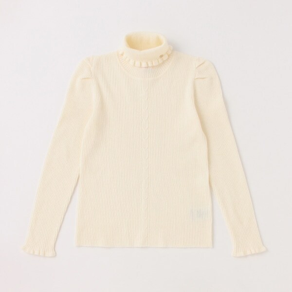 ガールズ ラッフルタートルネックセーター