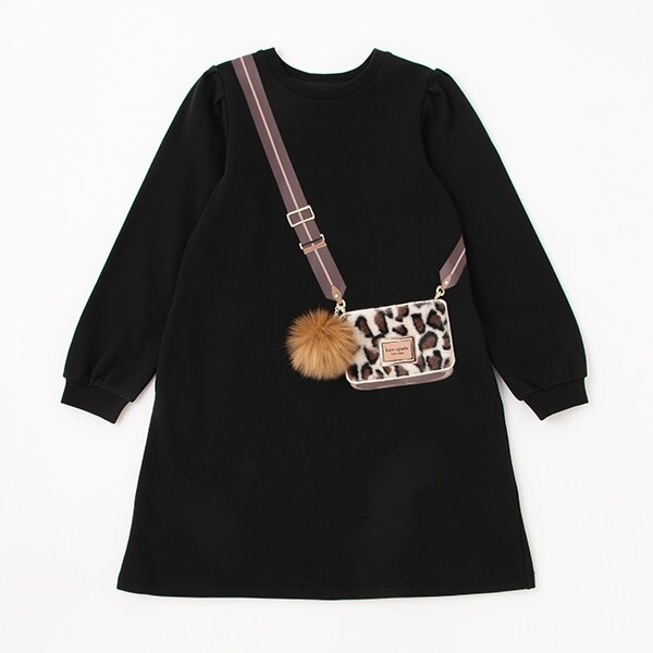 ガールズ トロンプルイユファーショルダーバッグワンピース