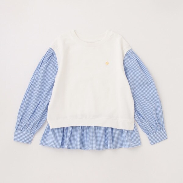 ガールズ ギンガムチェックレイヤードトップス