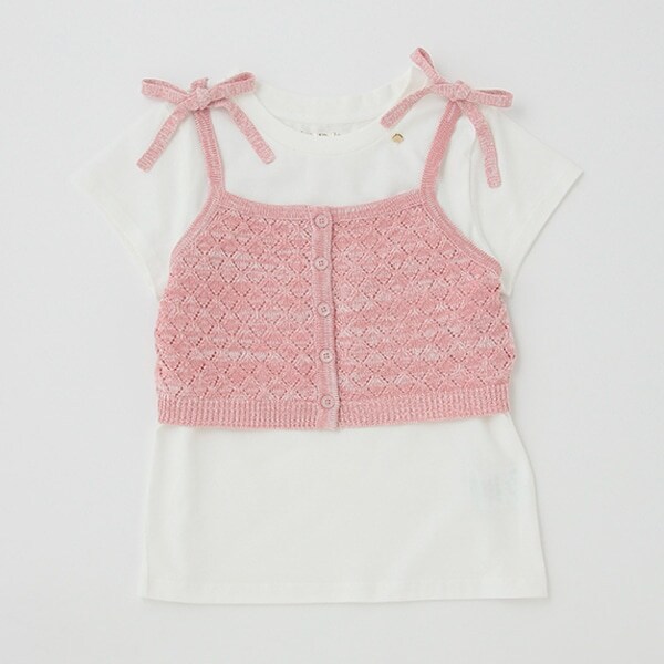 ガールズ ニットキャミソール&Tシャツセット