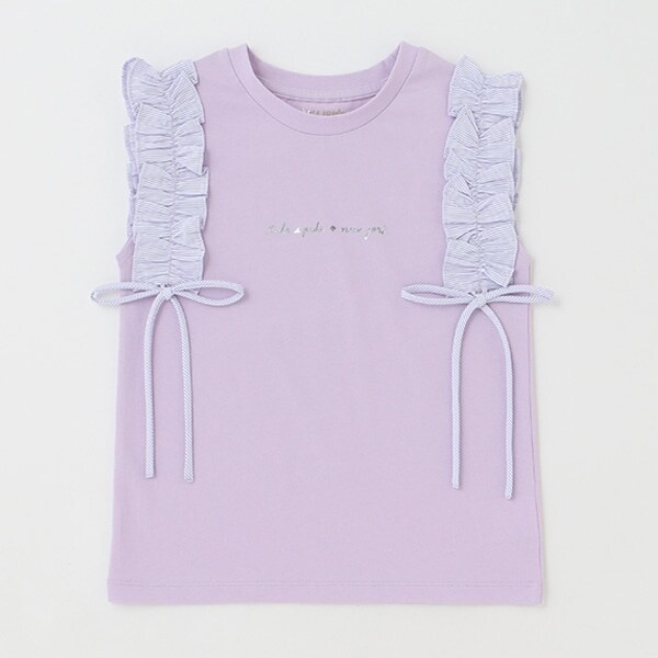 ガールズ ギンガムラッフルスリーブTシャツ