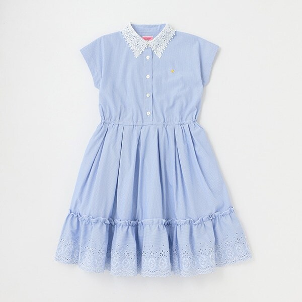 ガールズ ストライプエンブロイダリーワンピース