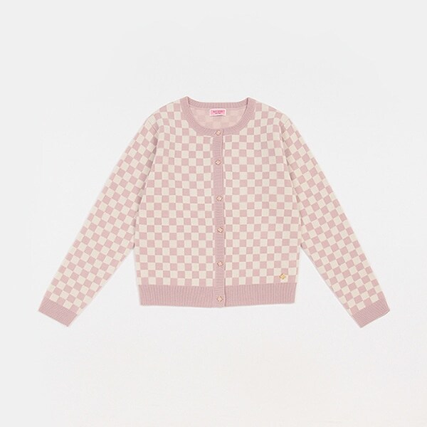 ガールズ ブロックチェックカーディガン