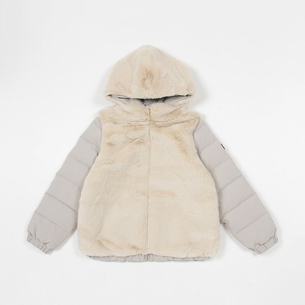 ガールズ フェイクファー切り替えダウンジャケット