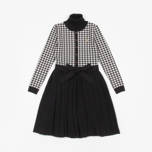 ガールズ 千鳥柄ニットワンピース