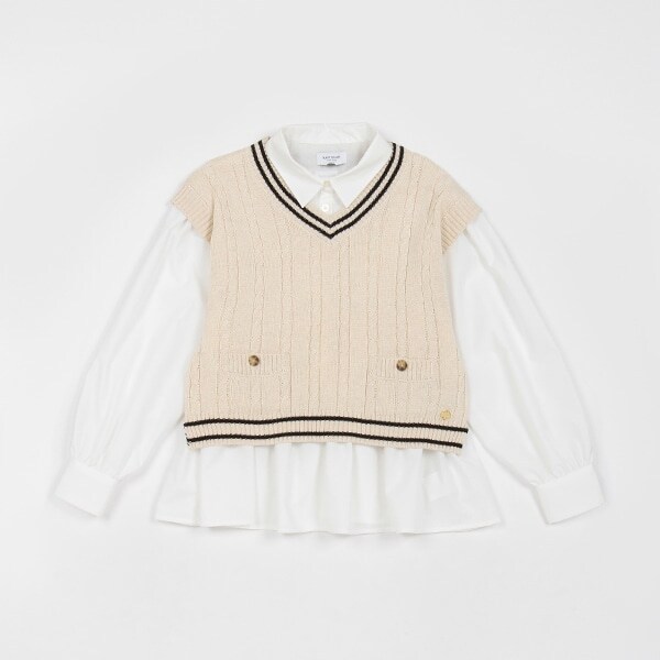 ガールズ ニットベスト&ブラウスセット