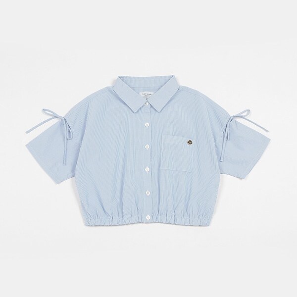 ガールズ ストライプクロップドブラウス