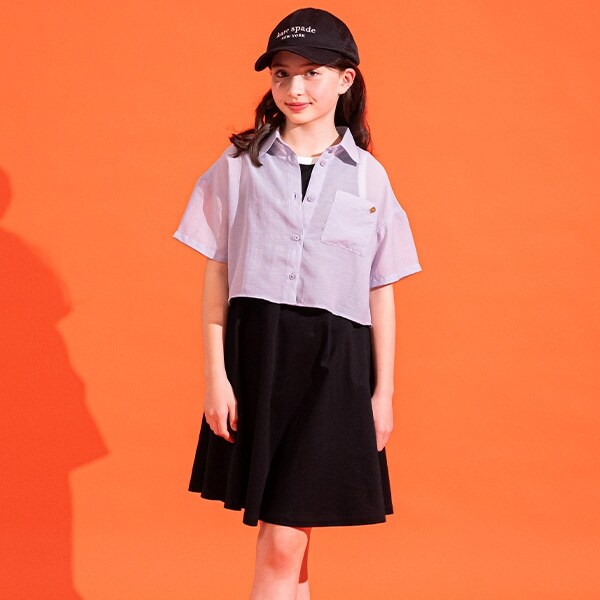 ガールズ クロップドシャツ&ワンピースセット