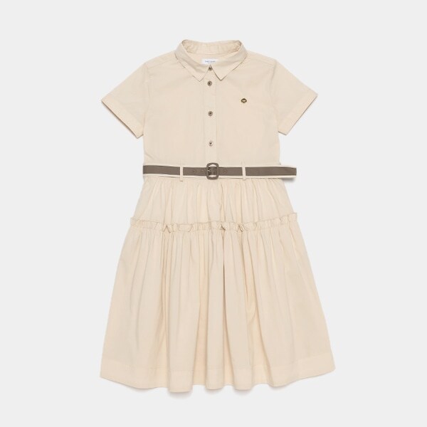 ガールズ ベルトつきシャツワンピース