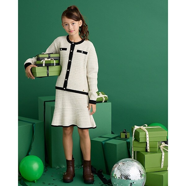 ガールズ バイカラーニットスカート