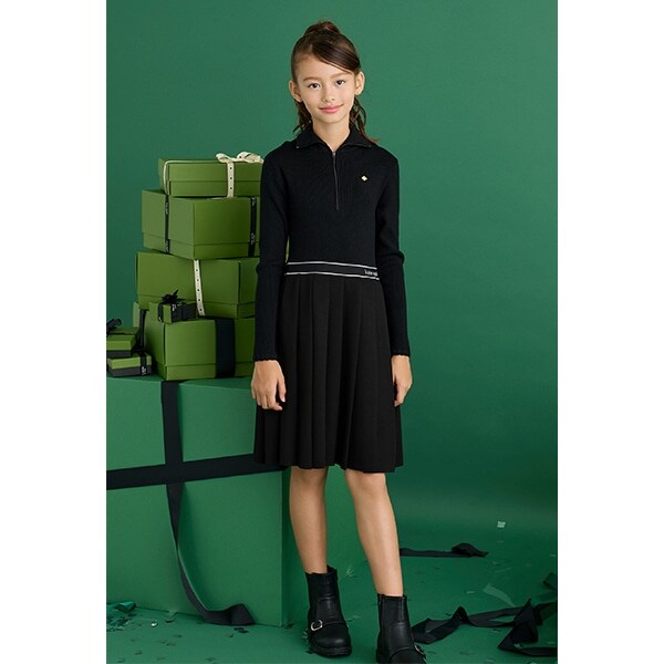 ガールズ ハーフジップドッキングワンピース