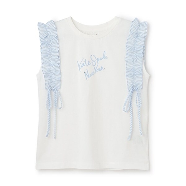 ガールズ ストライプラッフルスリーブTシャツ