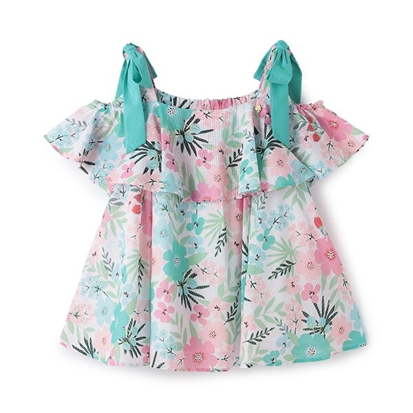 ガールズ サマーフローラルフレアブラウス