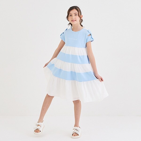 ガールズ 切り替えティアードワンピース